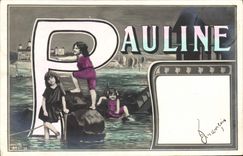 VINTAGE POSTCARD First name Pauline Children