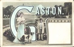 CPA Prenom Gaston Enfant Chien
