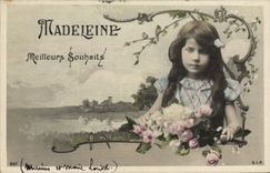 VINTAGE POSTCARD First name Madeleine Child