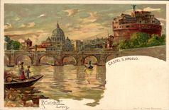 Casa de señorío de Roma del ilustrador de Italia de la POSTAL de la VENDIMIA S Ángel