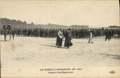 VINTAGE POSTCARD Militaria Departure of a regiment