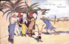 VINTAGE POSTCARD Fantasy Illustrator I amndt the man to sir Bakschich Egypt Egypt