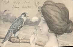 CPA Fantaisie Illustrateur Femme Rapace Patella