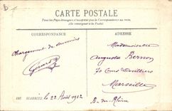 Coche vasco de Biarritz del folklore de la POSTAL de la VENDIMIA