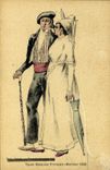 CPA Folklore Types basques francais 1830 Maries Mariage (carte toilee)
