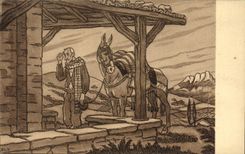 CPA Folklore pays basque La priere devant la chapelle Jacques Le Tanneur 