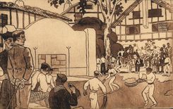 CPA Folklore Pays basque Partie de pelote a Chistera