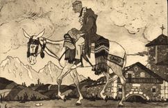 CPA Folklore Pays basque espagnol Le retour Jacques Le Tanneur