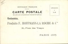 Carte Postale Produits Hoffmann la Roche Place des Vosges Paris Sirop Roche au Thiocol