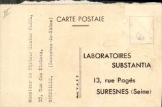 POSTAL Broussonnet de la VENDIMIA 1761 1807 páginas de Suresnes de la calle de Substantia de los laboratorios