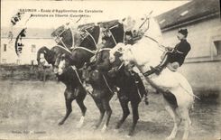 VINTAGE POSTCARD Hippisme Horse School of application of cavalry Jumpers in Courbette freedom
