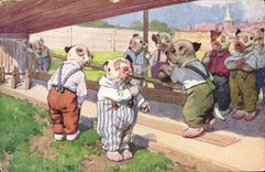 CPA Jeu de quilles Chien Chiens Tabac Cigarette