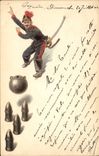 VINTAGE POSTCARD Ninepins Militaria Bowling