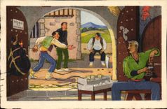 VINTAGE POSTCARD In the Basque Country With the Jacques cabaret the Tanner Ninepins