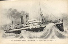 CPA Bateau Paquebot Compagnie Generale Transatlantique Timgad par grosse mer 