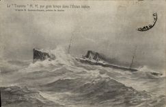 VINTAGE POSTCARD Boat Steamer Tourane MM per heavy weather in the Indian Ocean