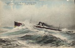 VINTAGE POSTCARD Boat Steamer Tourane MM per heavy weather