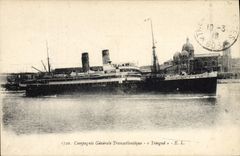VINTAGE POSTCARD Boat Steamer General Company Transatlantic Timgad