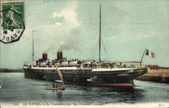 CPA Bateau Paquebot Le Havre Le Transatlantique la Touraine 