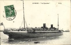 CPA Bateau Paquebot Le Havre La Touraine