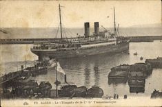 VINTAGE POSTCARD Boat Algiers Steamer Timgad of the Transatlantic Co Gle