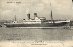 CPA Bateau Paquebot Timgad Nouveau Paquebot Francais a double helice de la Cie Generale Transatlantique 