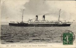 VINTAGE POSTCARD Boat Algiers Steamer Transatlantic General Timgad Co