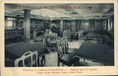 VINTAGE POSTCARD Bateau Steamer has 2 propellers Valdivia Fumoir of the 1st classes fast Ligne Marseilles Dakar Bresil Plata