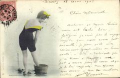 VINTAGE POSTCARD Woman Bathing suit Trempee Bathers