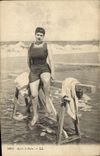 VINTAGE POSTCARD Woman Bathing suit After the bath