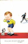 CPA Fantaisie Illustrateur Enfant Chien