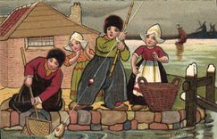 CPA Fantaisie Illustrateur Wells Enfants Pays-Bas Poisson peche 