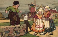 CPA Fantaisie Illustrateur Wells Enfants Pays-Bas Moulin a vent