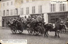 VINTAGE POSTCARD Militaria Saint Die during the German occupation the last convoy of wound evacuating the city