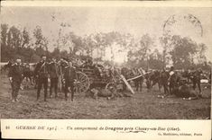 VINTAGE POSTCARD Militaria a camping of Dragons close Choisy to the Vat