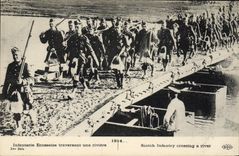 VINTAGE POSTCARD Militaria Scottish Infantry crossing a river