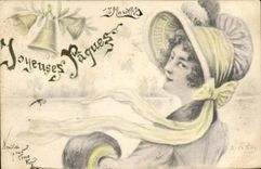 CPA Fantaisie Illustrateur Femme Paques