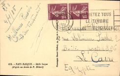 CPA Folklore Pays basque Idylle basque Billard