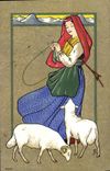 CPA Folklore Femme Moutons