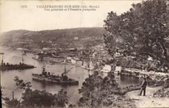 CPA Villefranche Sur Mer Vue generale et l'escadre francaise Bateaux