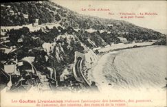 VINTAGE POSTCARD Nice Villefranche Malaribla and the small tunnel Drops Livoniennes Antisepsie of the bronchi
