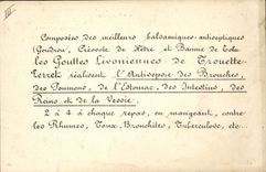 VINTAGE POSTCARD Nice Villefranche Malaribla and the small tunnel Drops Livoniennes Antisepsie of the bronchi