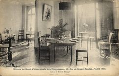 VINTAGE POSTCARD surgical Private hospital of the Deaconesses Street of the Sergeant Bauchat Paris Living room and dining room