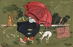 VINTAGE POSTCARD Hydrotherapy Windmill Dog Publicity Oil Hahn Treasure of the Hair Hairdresser