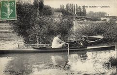 VINTAGE POSTCARD Edges of the Marne Rowers