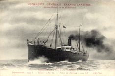 VINTAGE POSTCARD Bateau Steamer Posts Town of Transatlantic Madrid Compagnie General