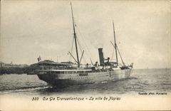 CPA Bateau Paquebot Cie Generale Transatlantique La ville de Naples 