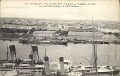 VINTAGE POSTCARD Boat Saint Nazaire View the basin of Penhoet and the city of the Halluard City has All Helps
