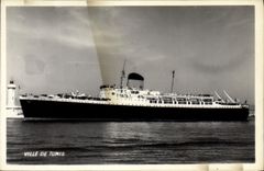 CPA Bateau Paquebot Ville de Tunis