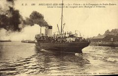 CPA Bateau Paquebot Boulogne sur Mer le Victoria de la Compagnie du South Eastern Boulogne Folkestone 